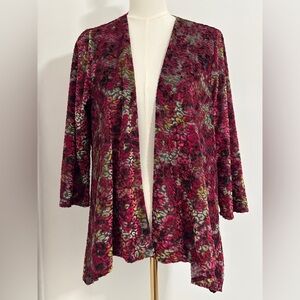 Kimono Size Medium  Red Gray Velvet Flocked Travel Elements  SKU 1